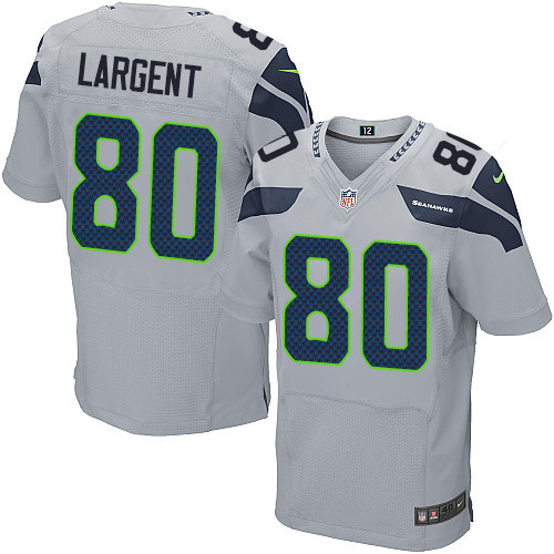 Men's Elite Steve Largent Nike Jersey Grey Alternate - #80 NFL Seattle Seahawks